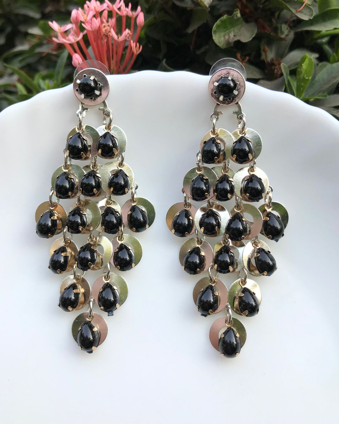 Black Chandelier Drop Earrings