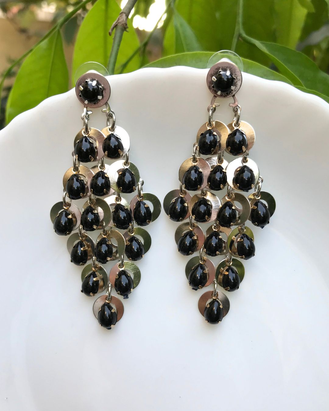 Black Chandelier Drop Earrings