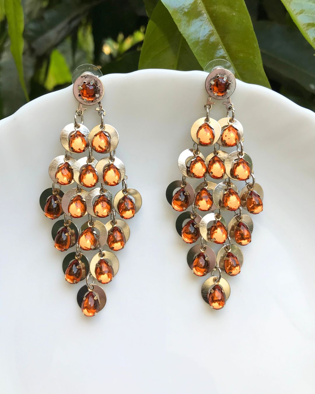 Orange Chandelier Drop Earrings