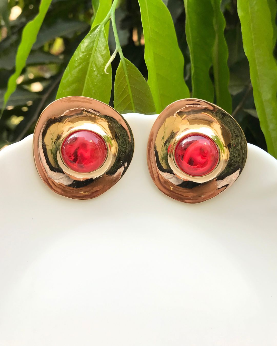Red Chic Designer Stud Earrings