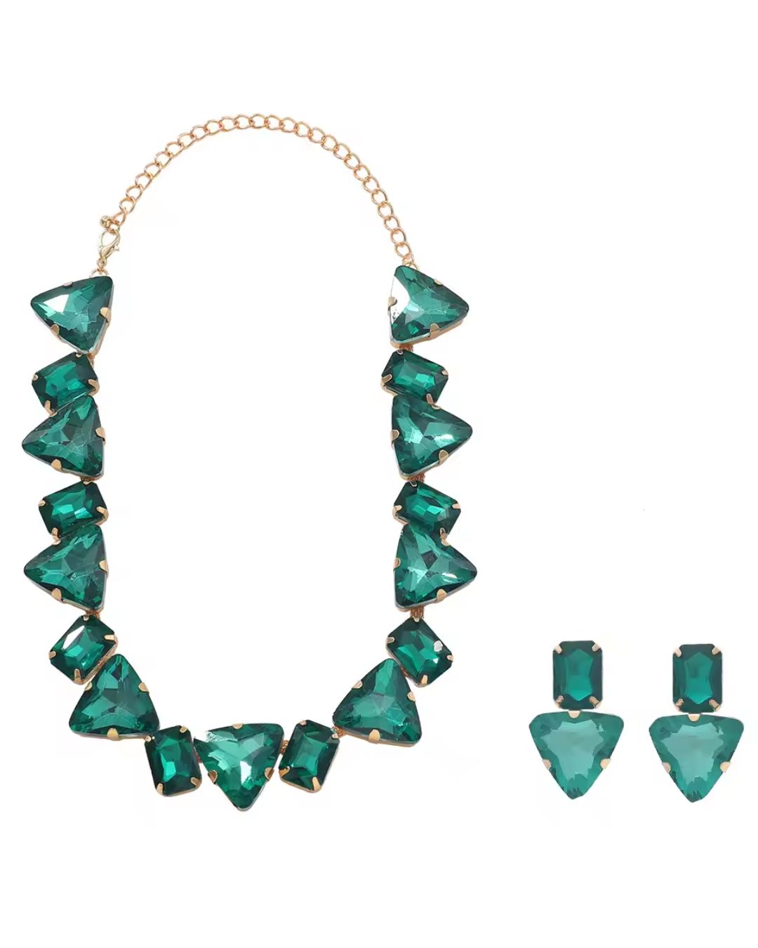 Green Crystal Statement Necklace Set