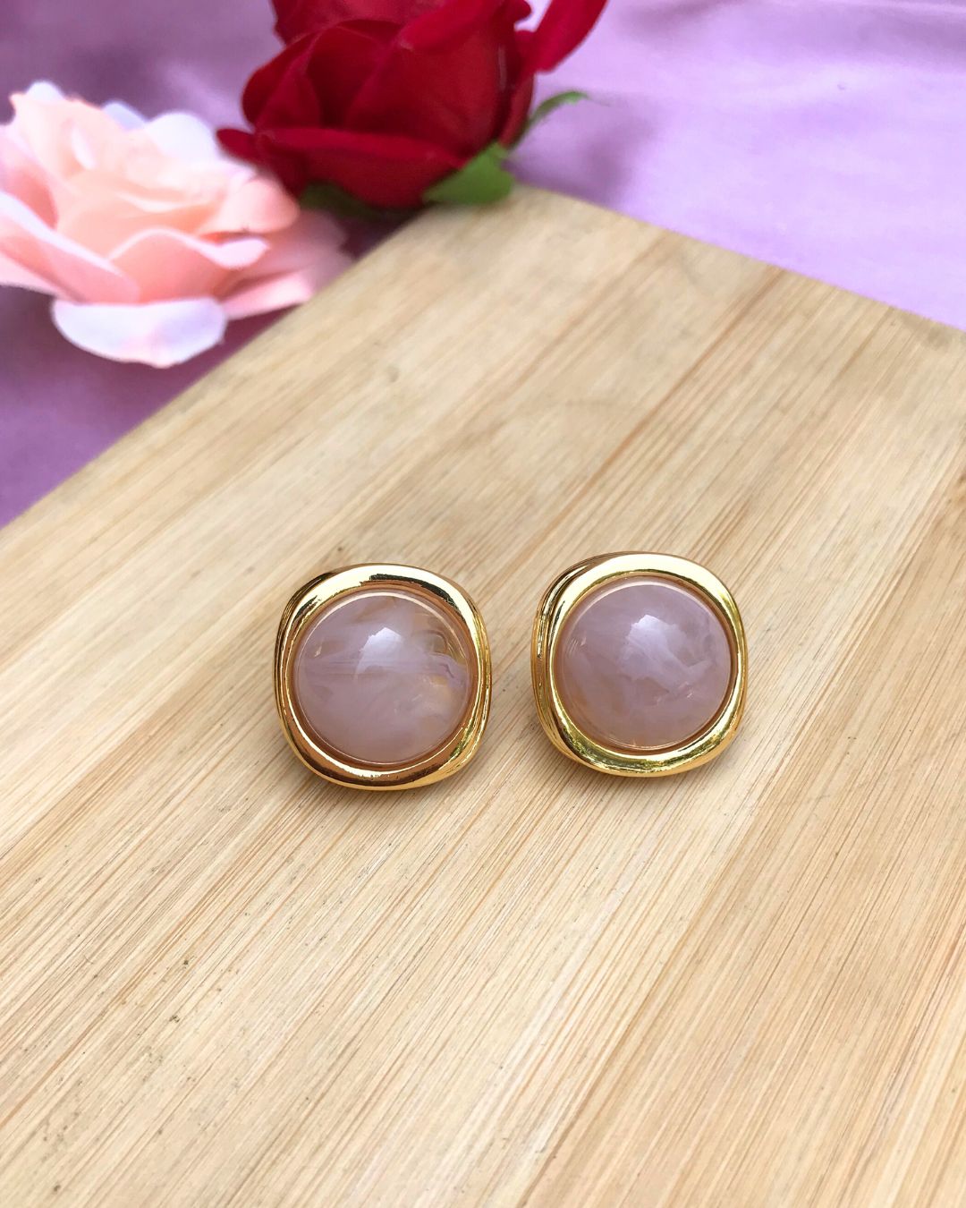 Baby Pink Resin Stud Earrings