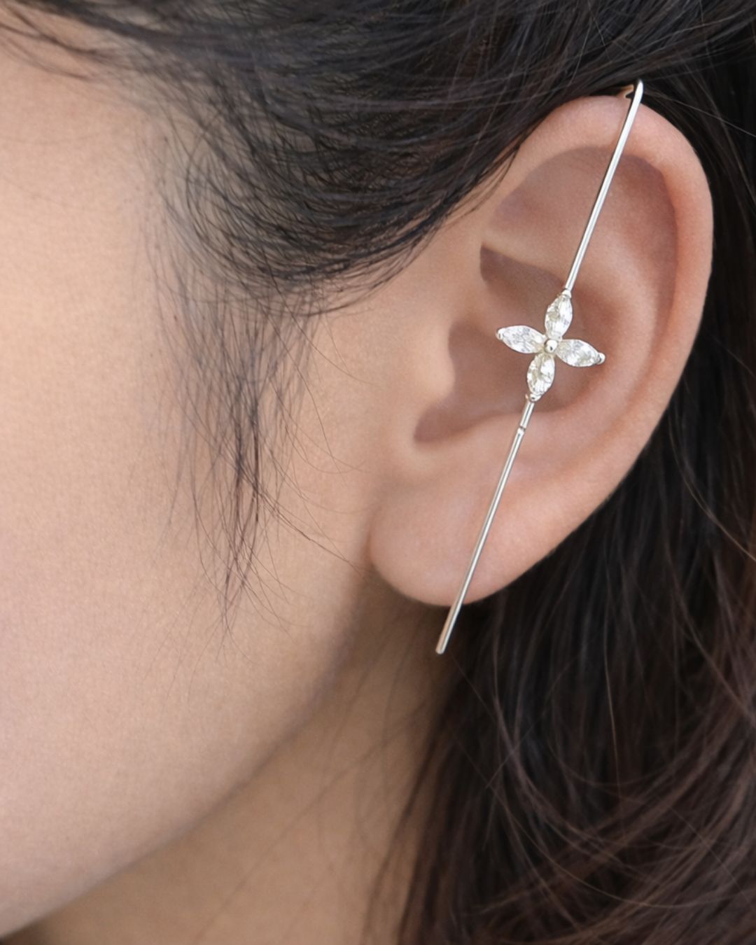 Silver Flower Ear Cuff