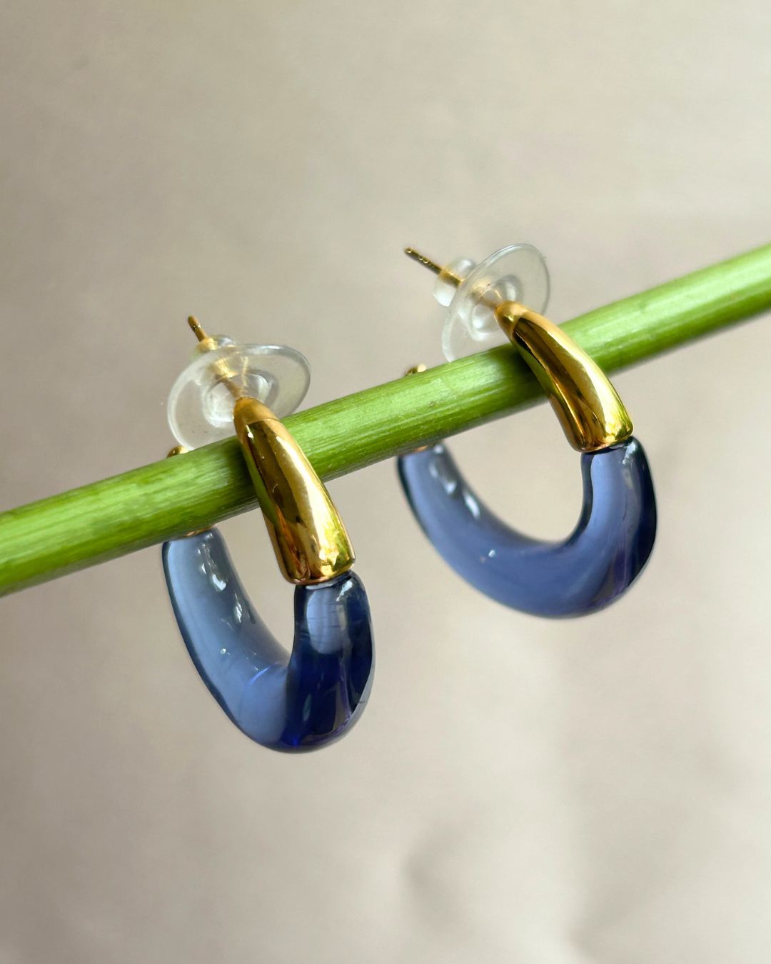 Blue Chunky Hoop Earrings