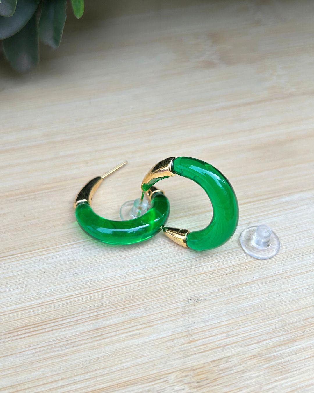 Green Chunky Hoop Earrings