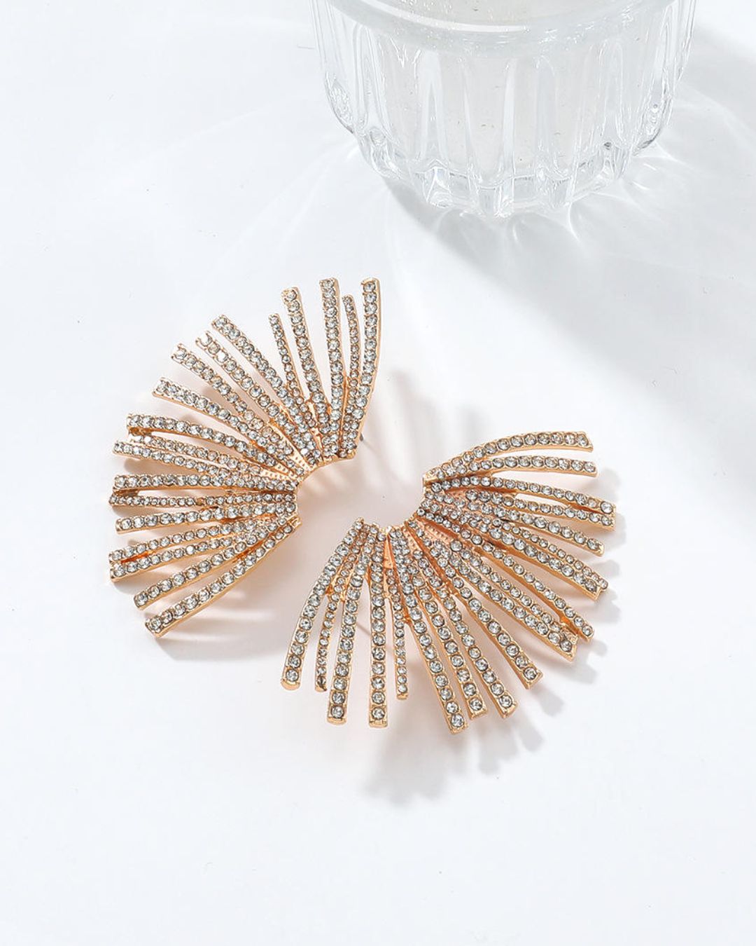 Golden Crystal Alloy Geometric Drop Earrings