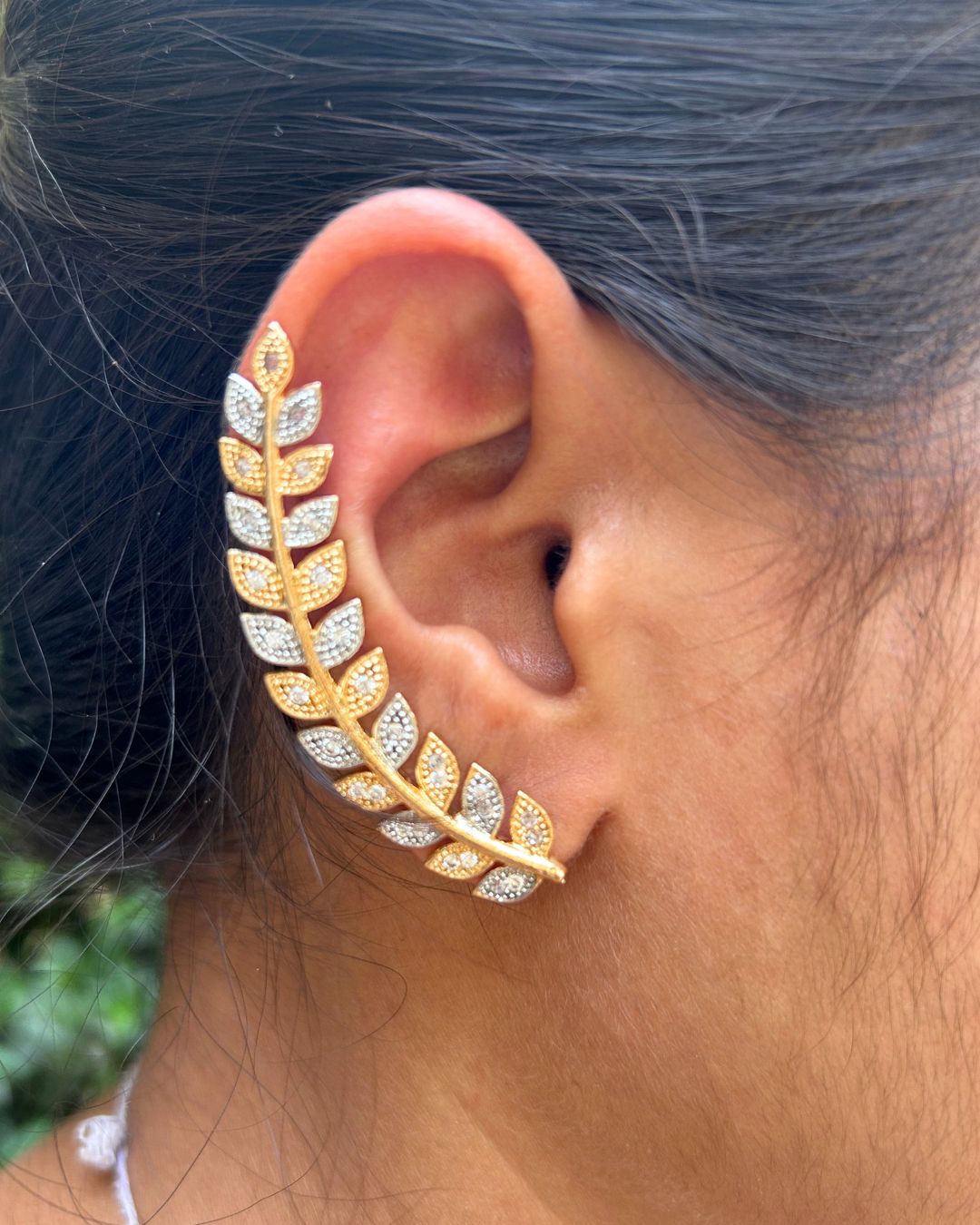 Dual Tone Leaf Unisex Ear Cuff