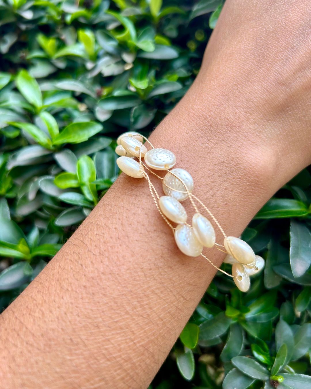 White Pearl Charm Bracelet