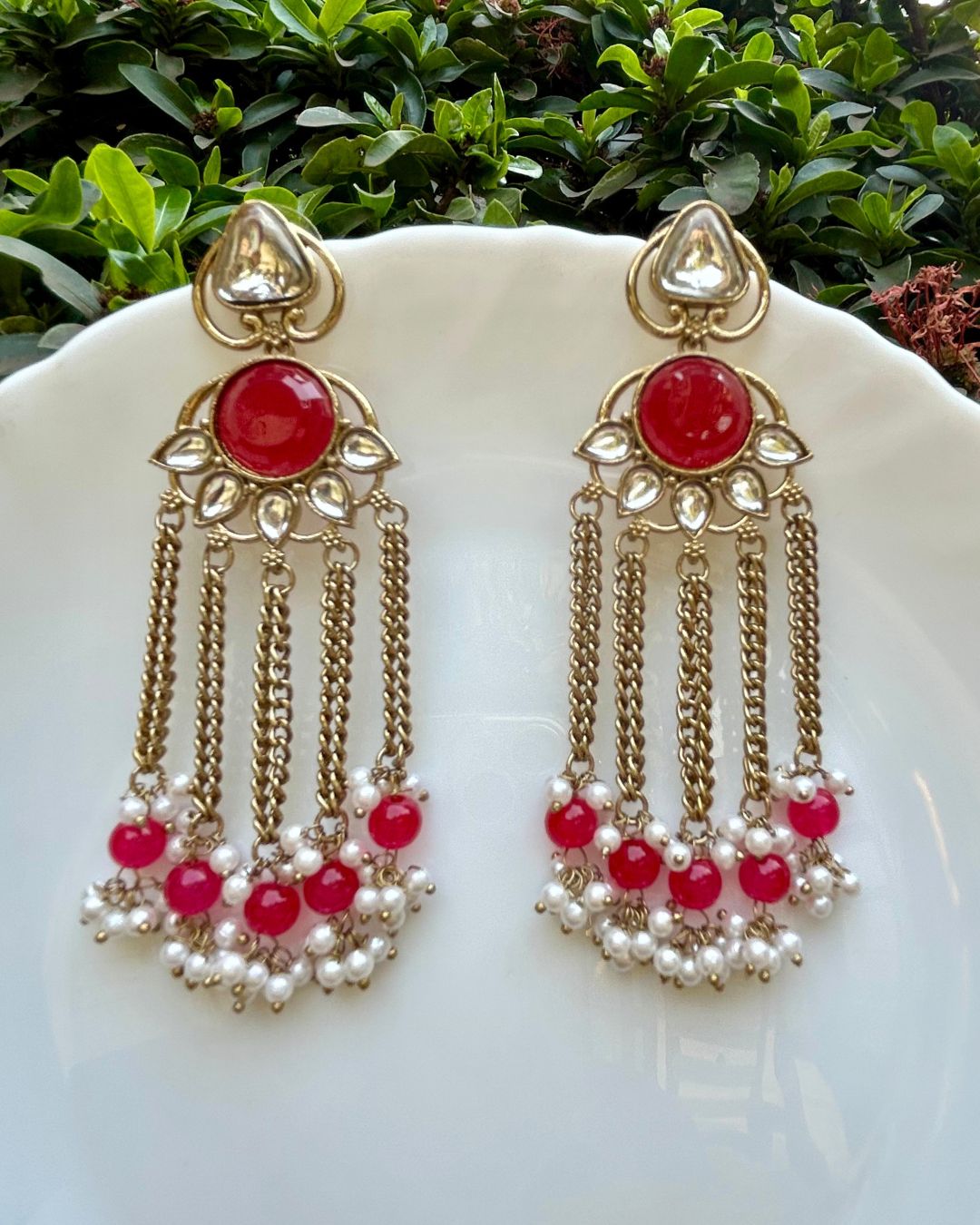 Noorza Pink Pearl Kashmiri Earrings