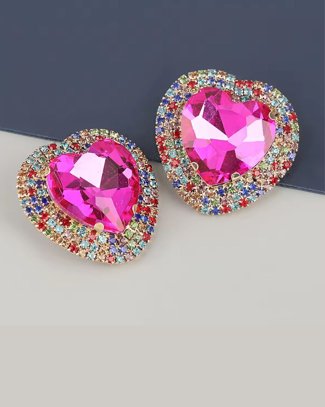 Pink Retro Heart Drop Earrings