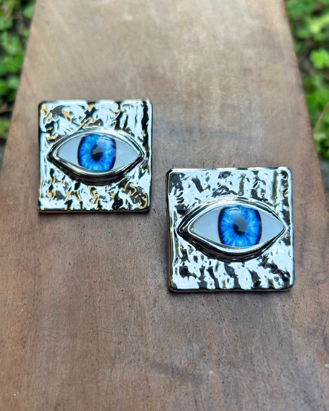Silver Evil Eye Stud Earrings