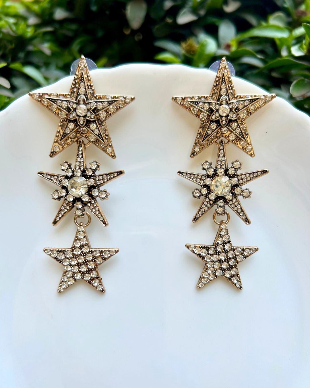 Crystal Star Tassel Drop Earrings
