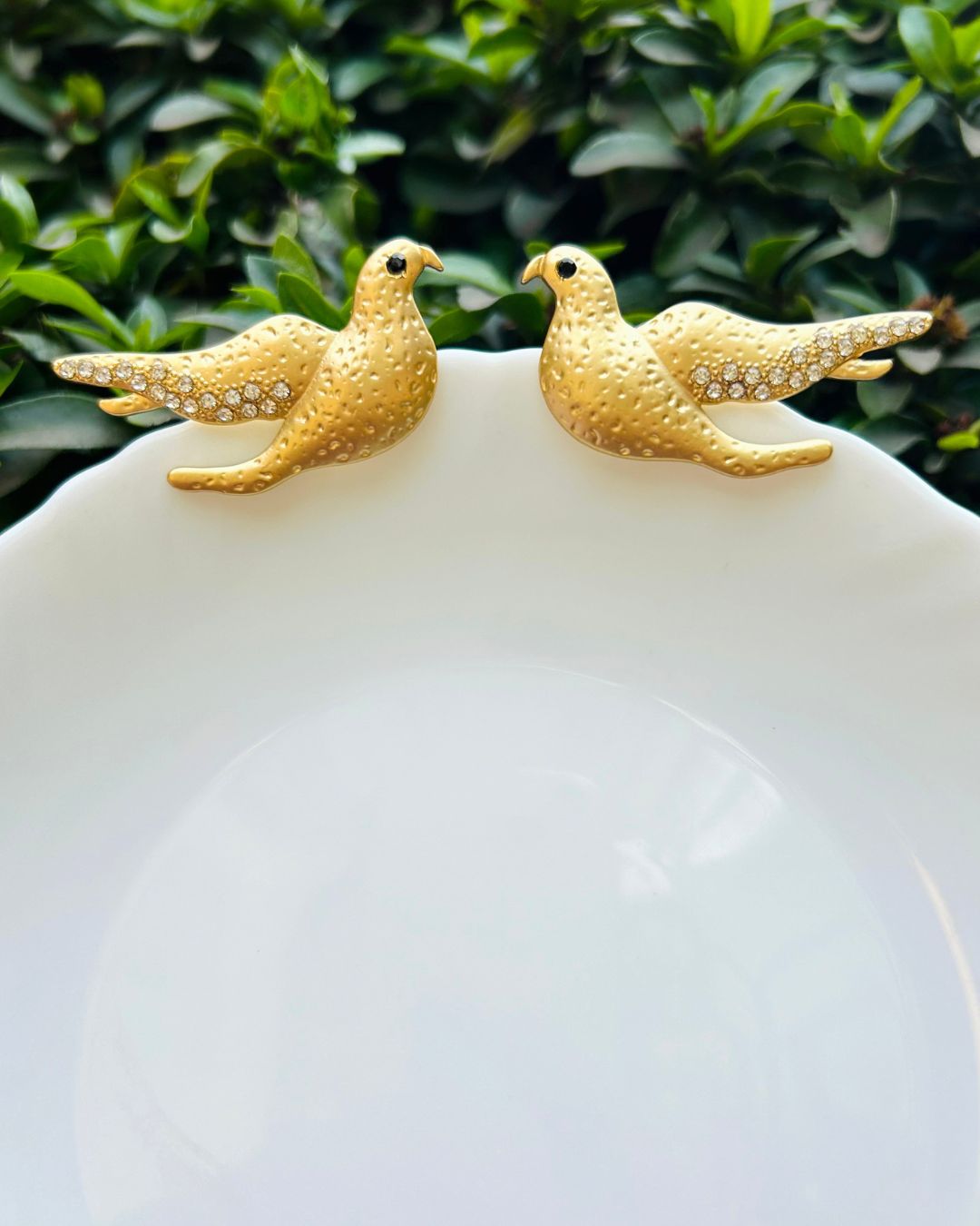 Peace Dove Diamond Stud Earrings