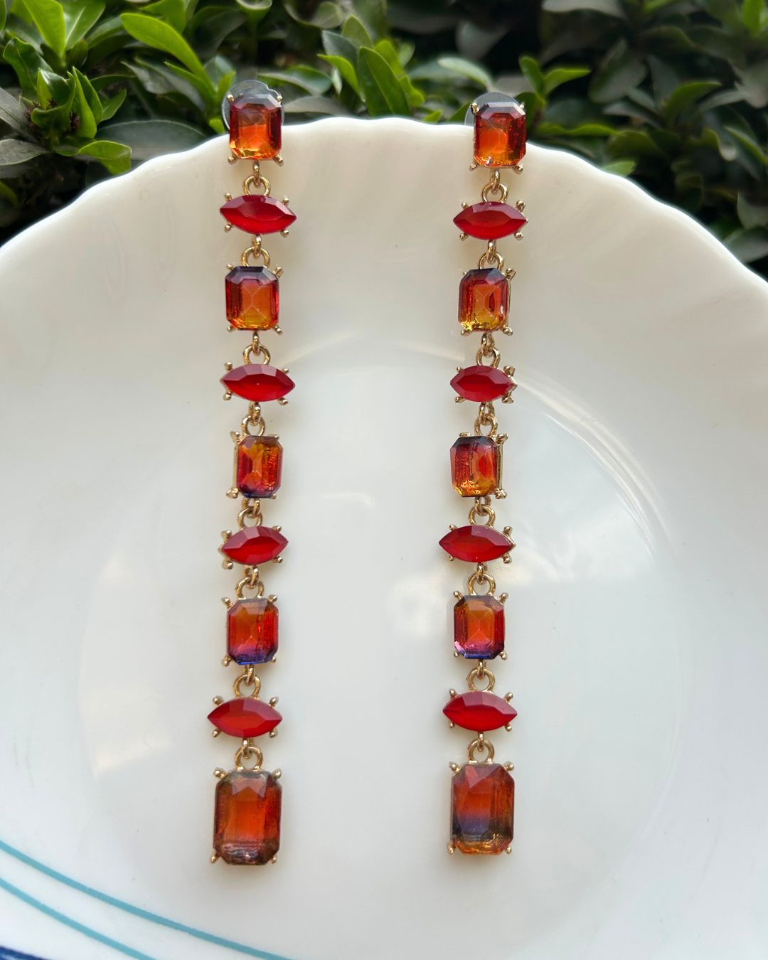 Vintage Brown Crystal Statement Drop Earrings