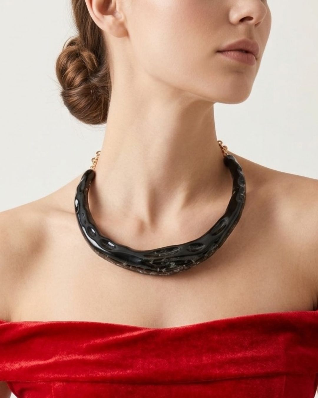 Black Resin Acrylic Collar Necklace