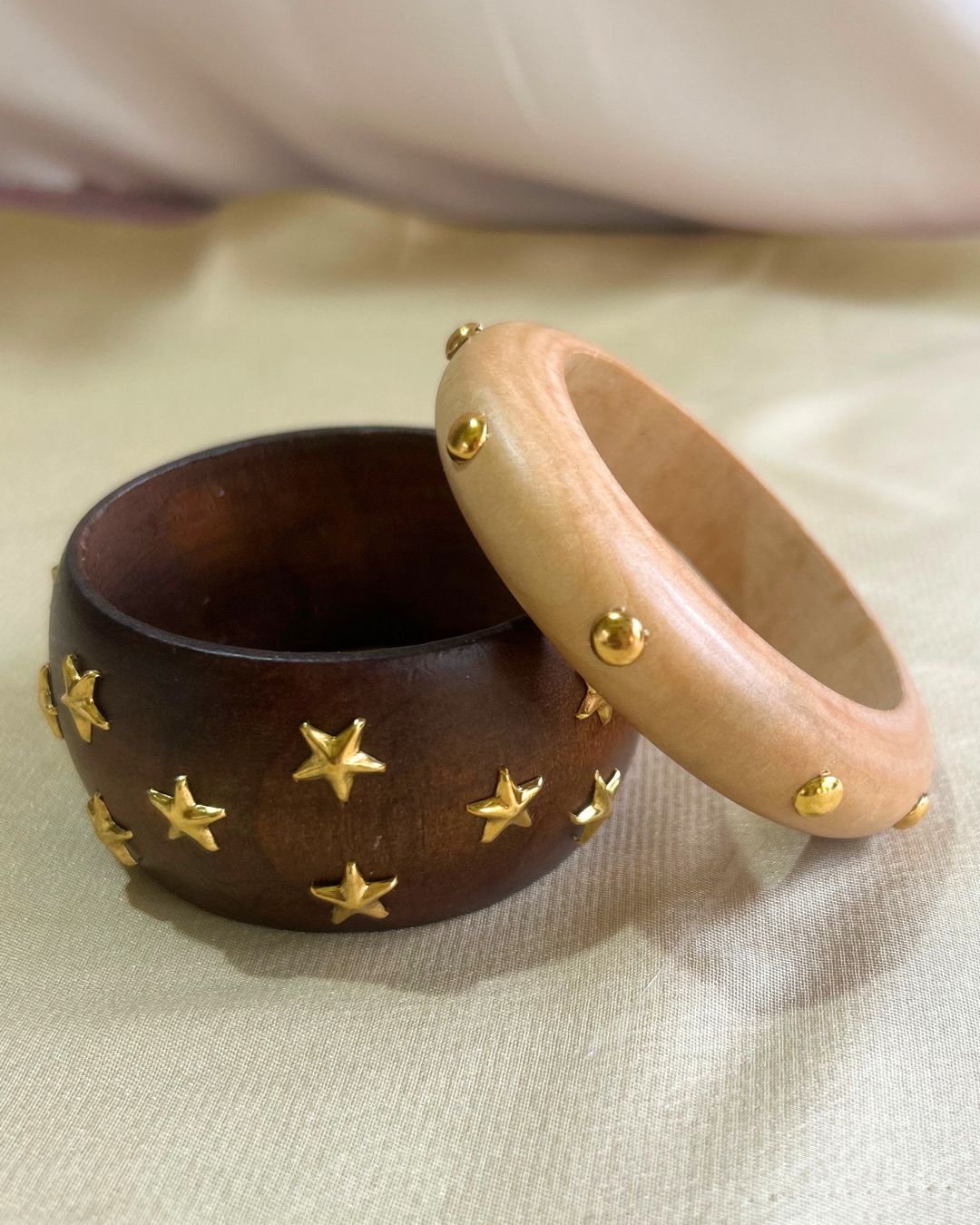 Brown And Ivory Wooden Geometric Bracelet