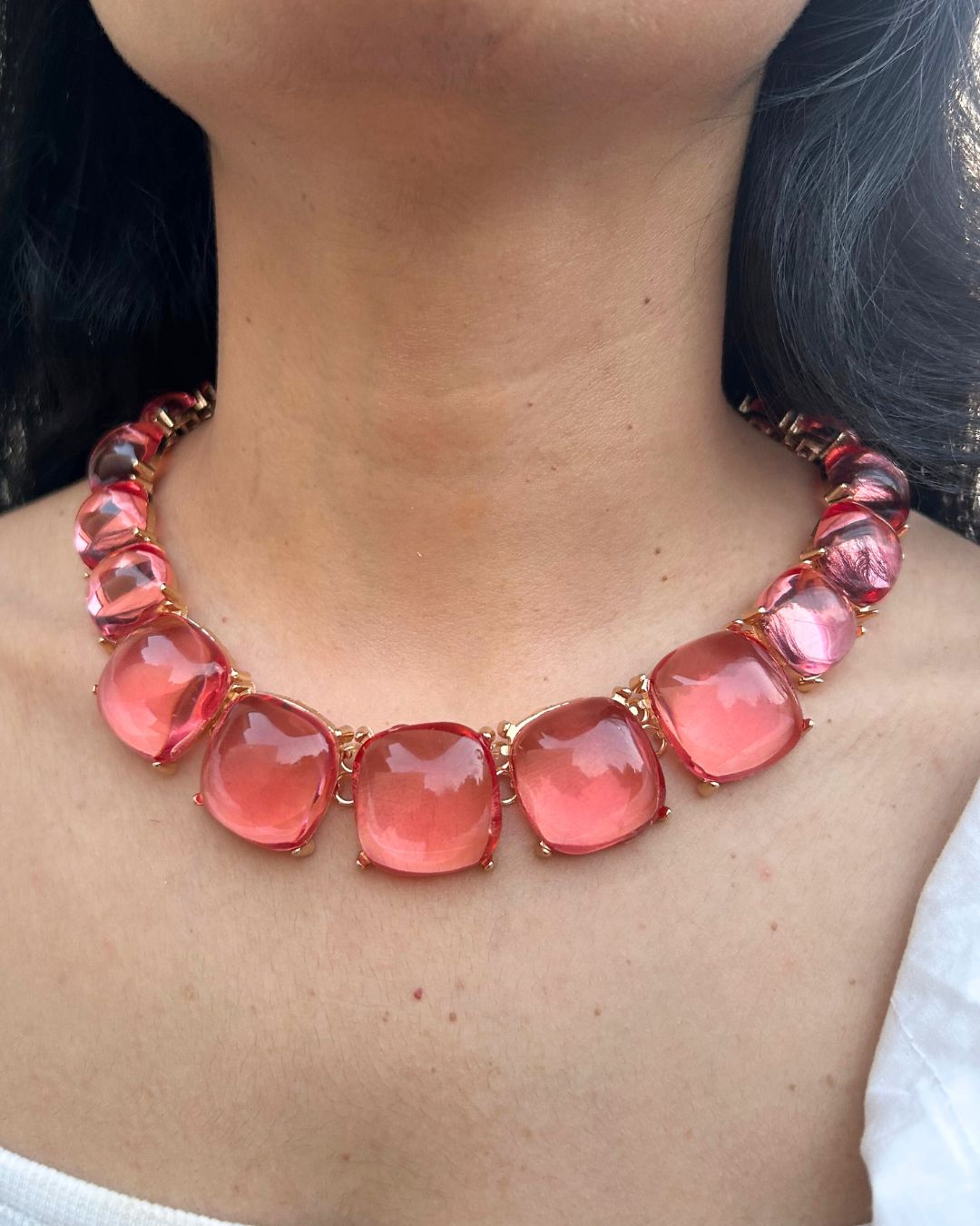 Maya Peach Statement Necklace