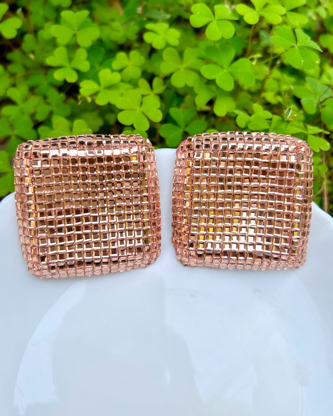 Bling Blogger Rose Gold Square Earrings - Big
