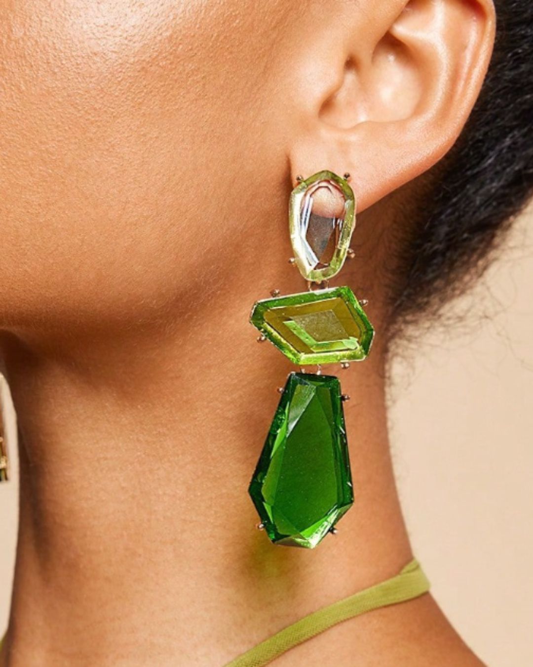 Maya Green Statement Drop Earring