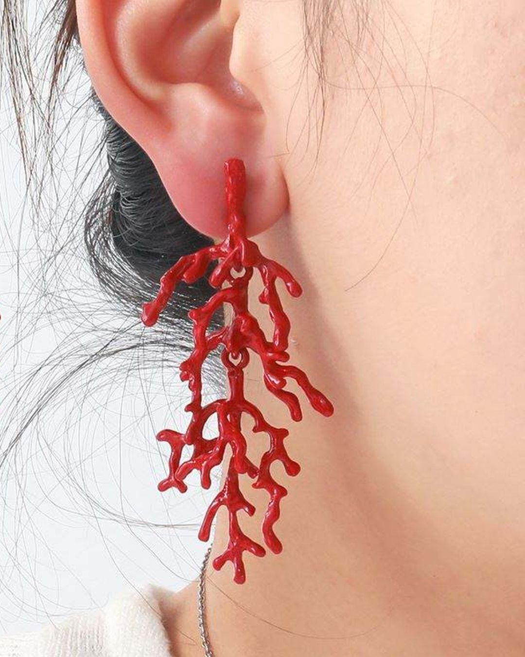 Red Coral Drop Earrings