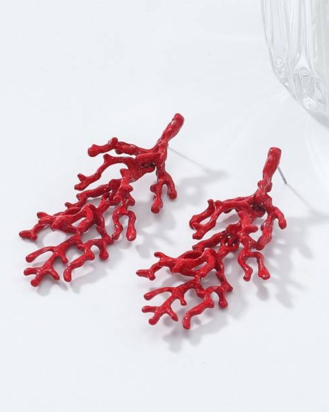 Red Coral Drop Earrings
