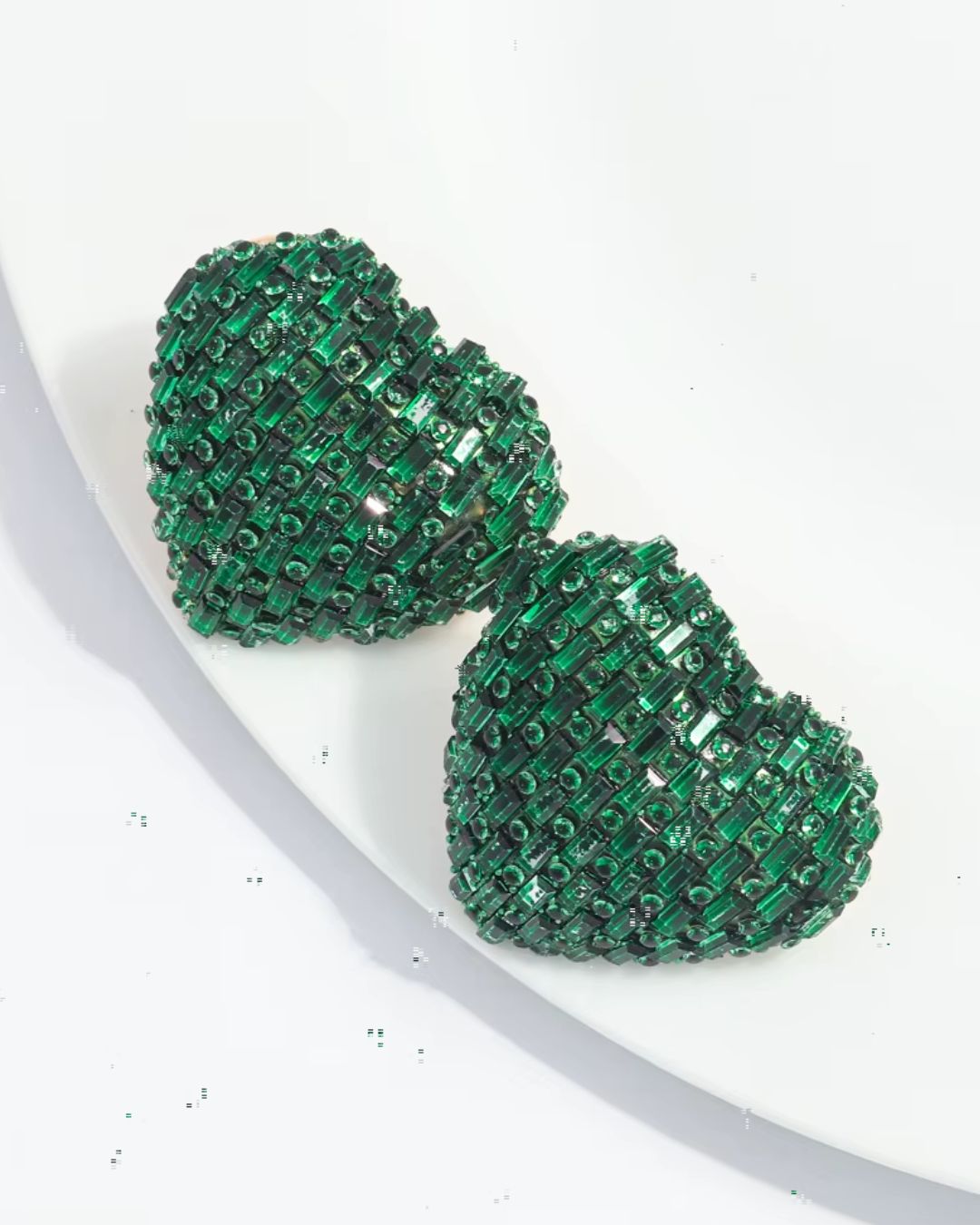 Bling Blogger Dark Green Heart Earrings - Big