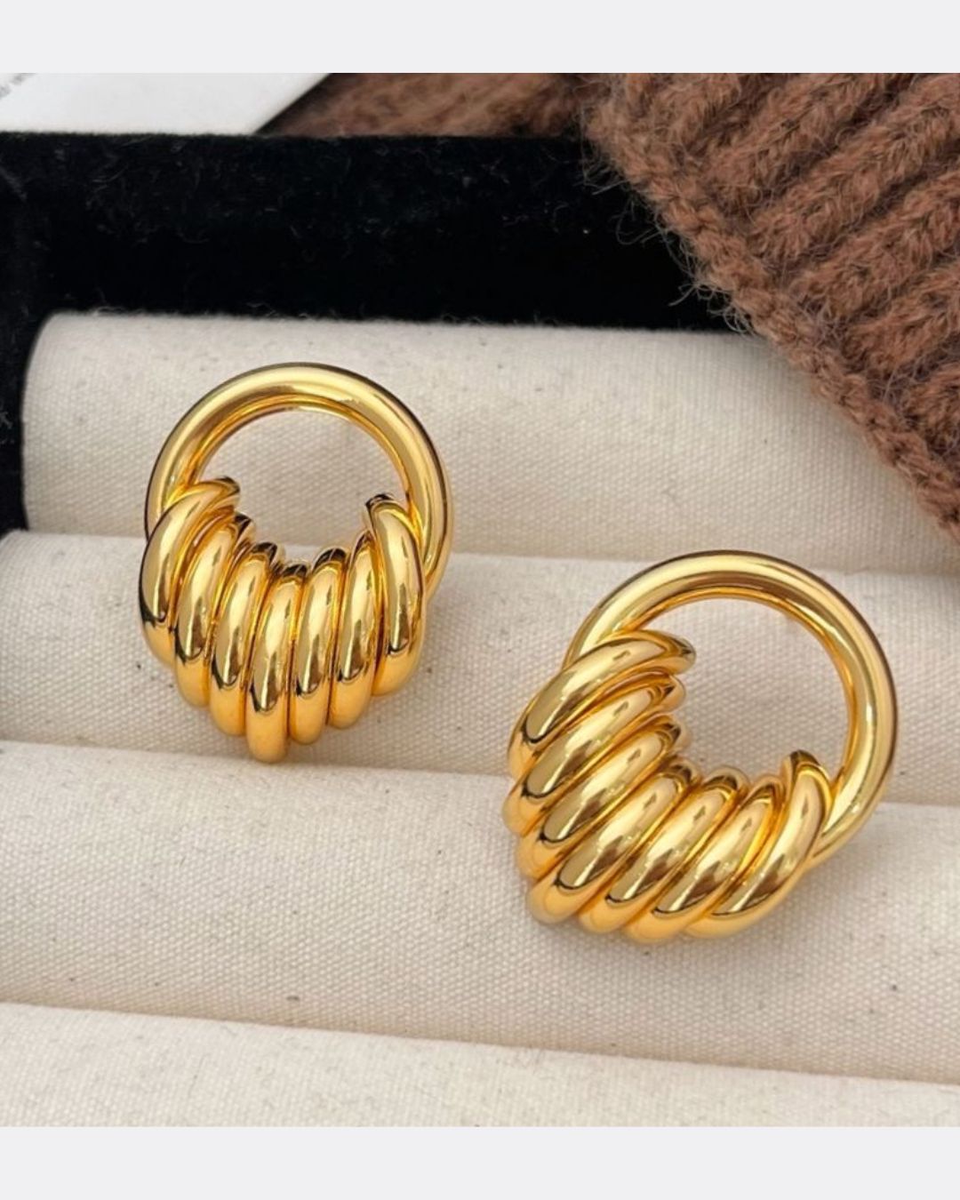 Gold-Plated Circular Earrings