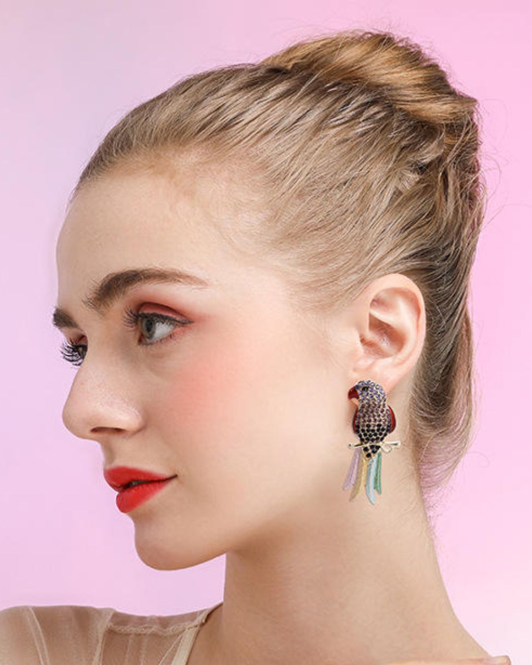 Parrot Multicolor American Diamond Earrings - Multi 2