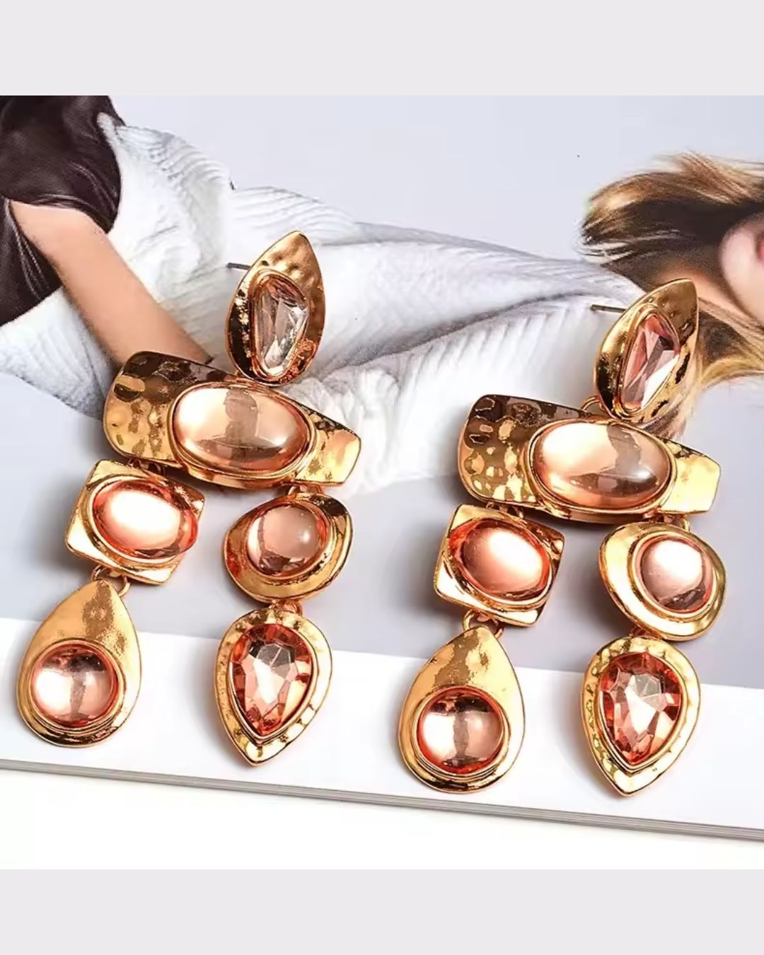 Baby Pink Structured Statement Earrings