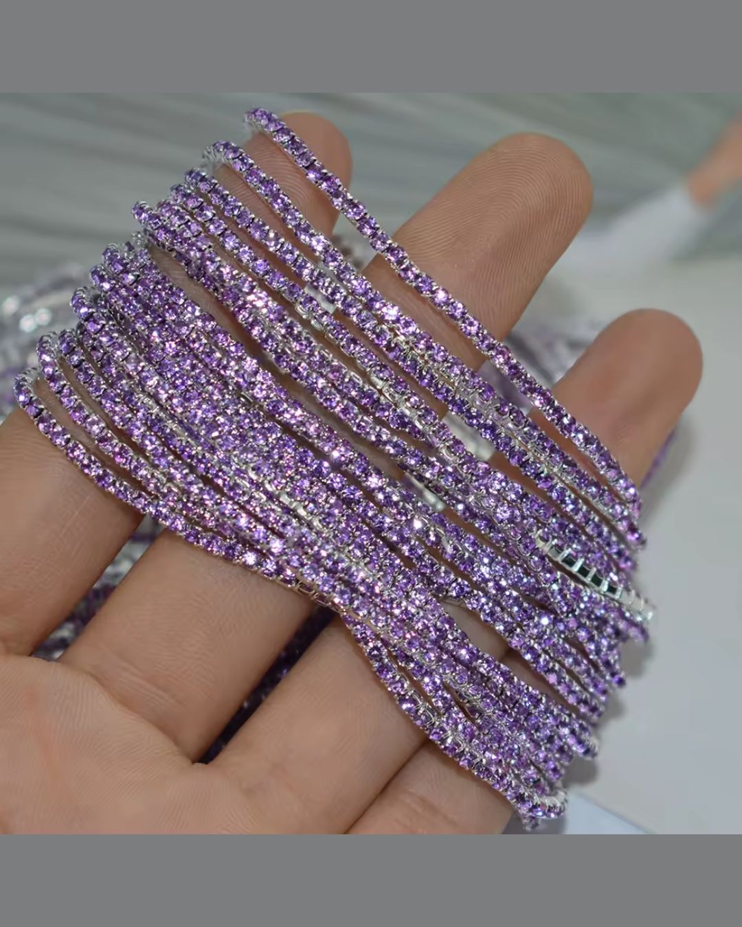 Stretchable Lavender Silver Plated Bracelet - Pack of 12