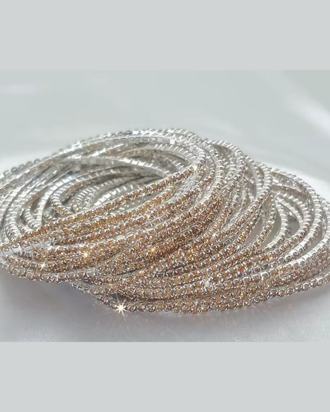 Stretchable Peach Silver Plated Bracelet - Pack of 12
