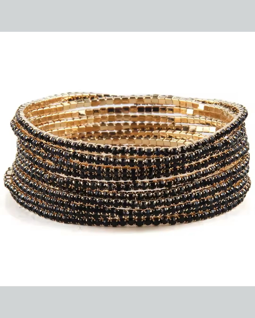 Stretchable Black Gold - Plated Bracelet - Pack of 12