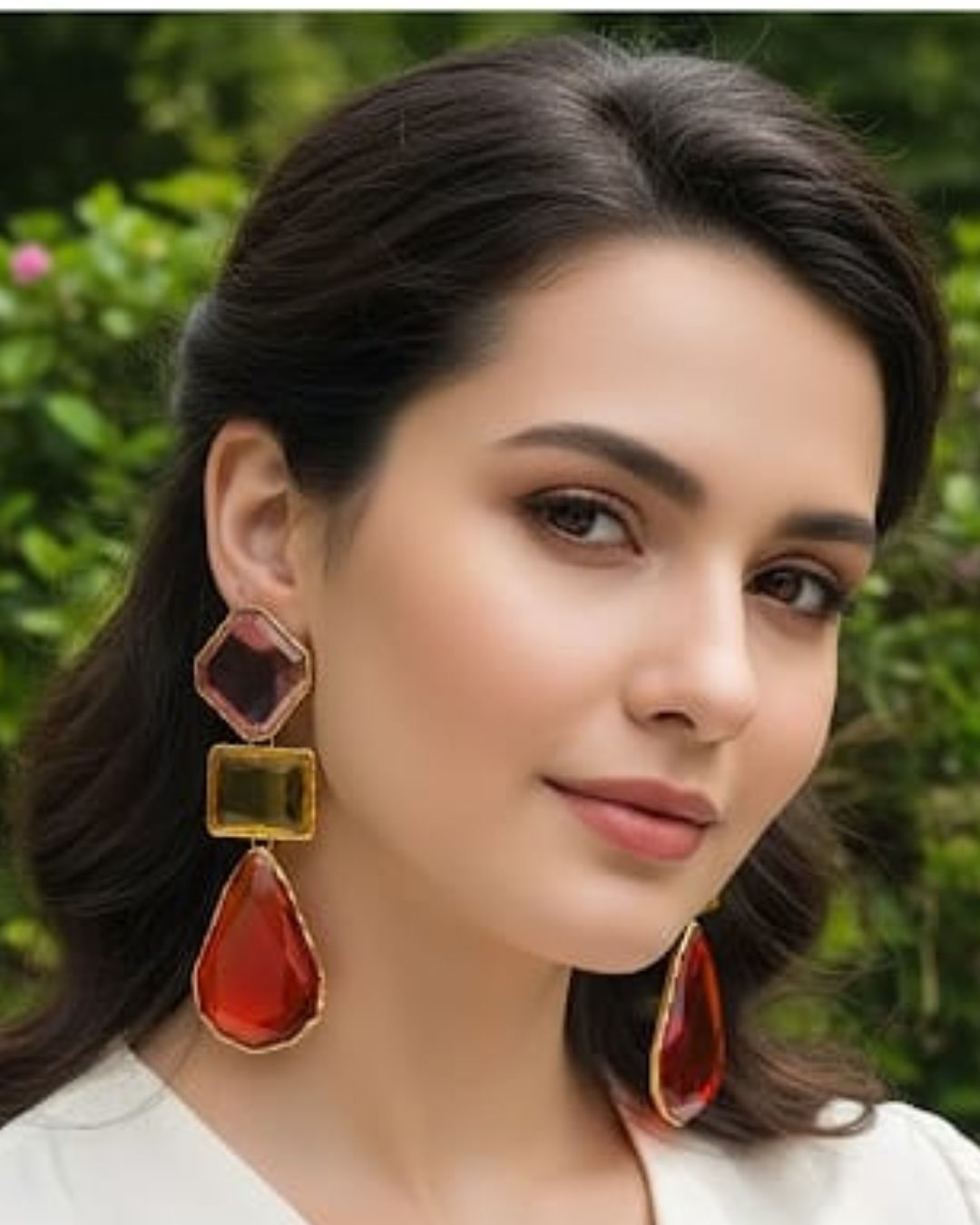 Maya Clear Crystal Multicolor Statement Earrings