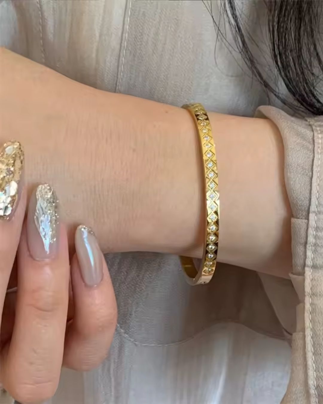 Golden Prism Bangle Bracelet