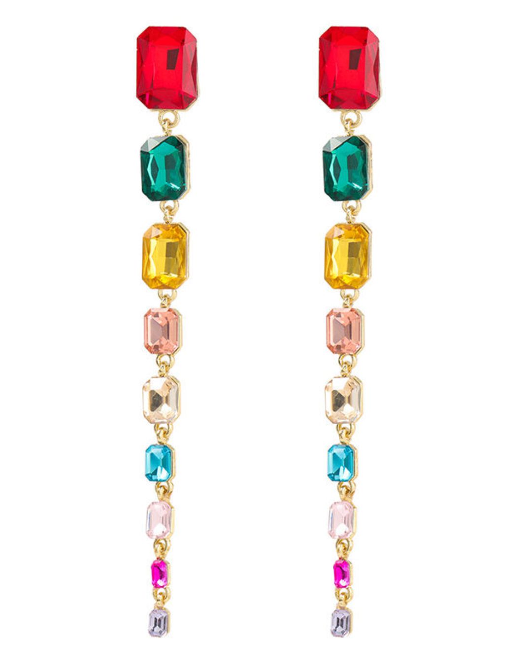Multi - Rhinestone Drop Earrings