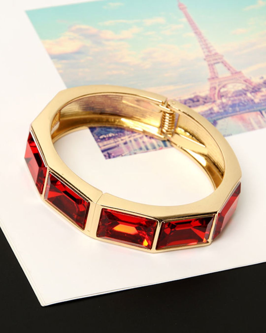 Red Rhinestone Openable Bracelet