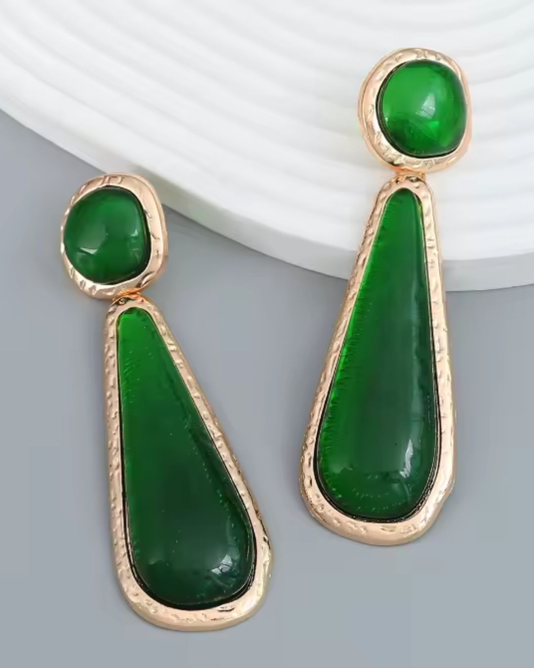 Green Resin Earrings