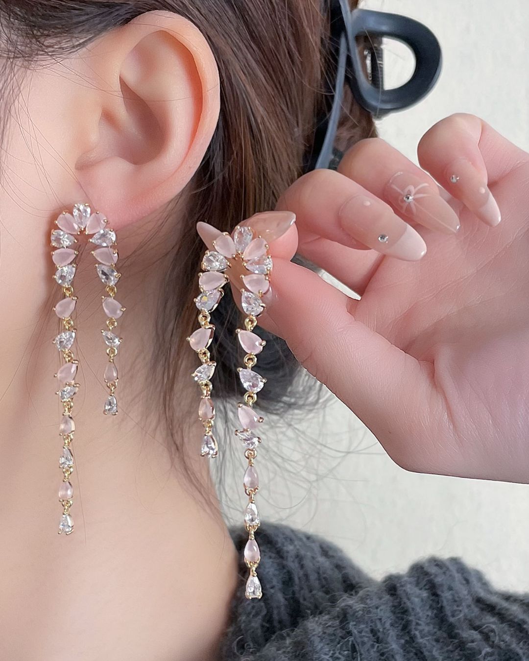 Bling Blogger Pink American Diamond Earrings