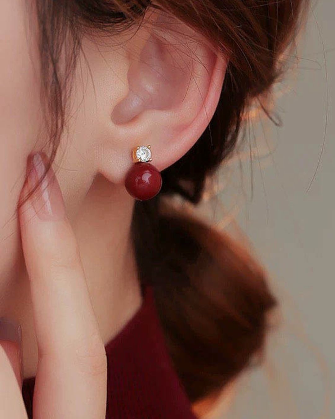 Cary Red AD Stud Earrings