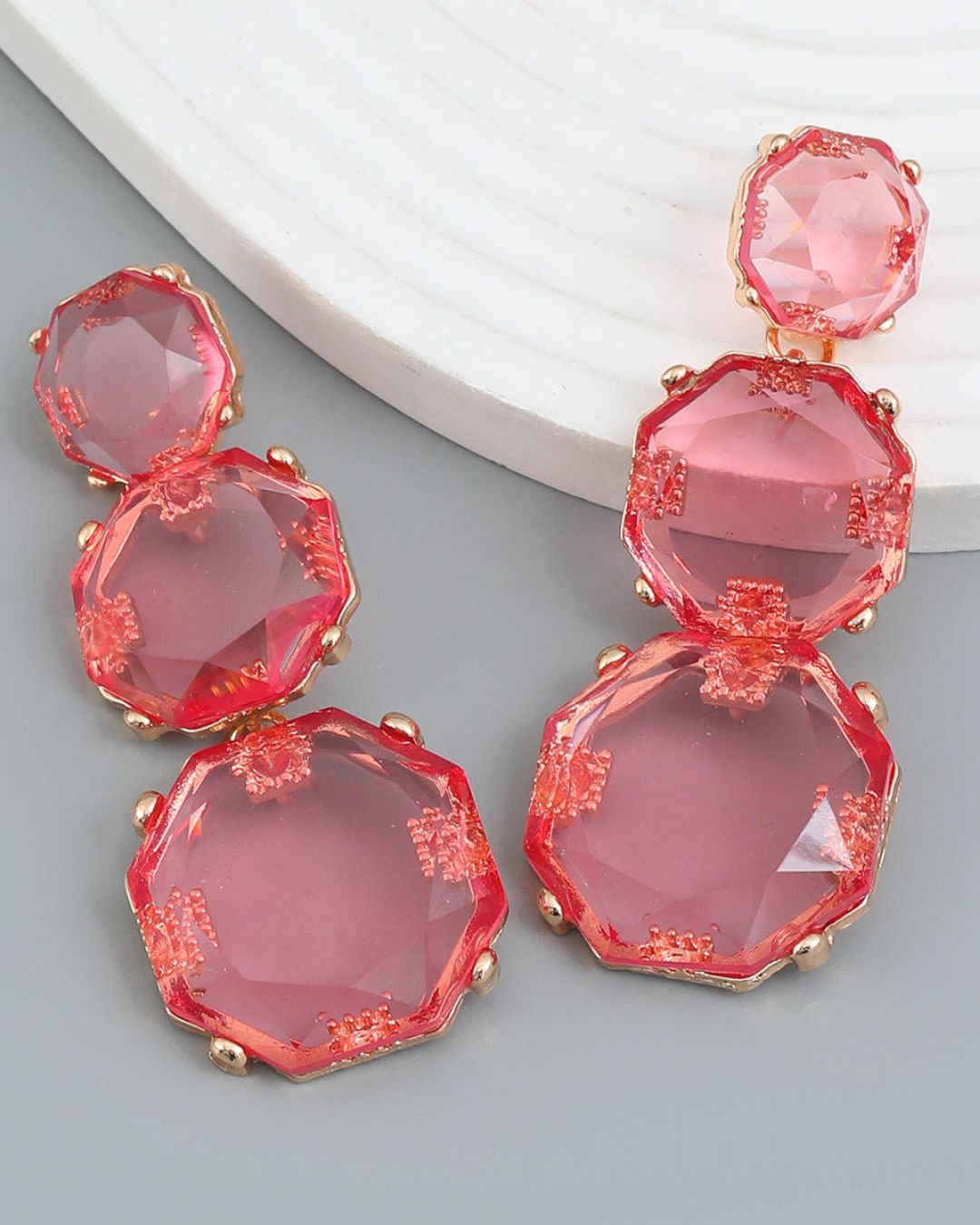 Mais Peach Statement Earrings