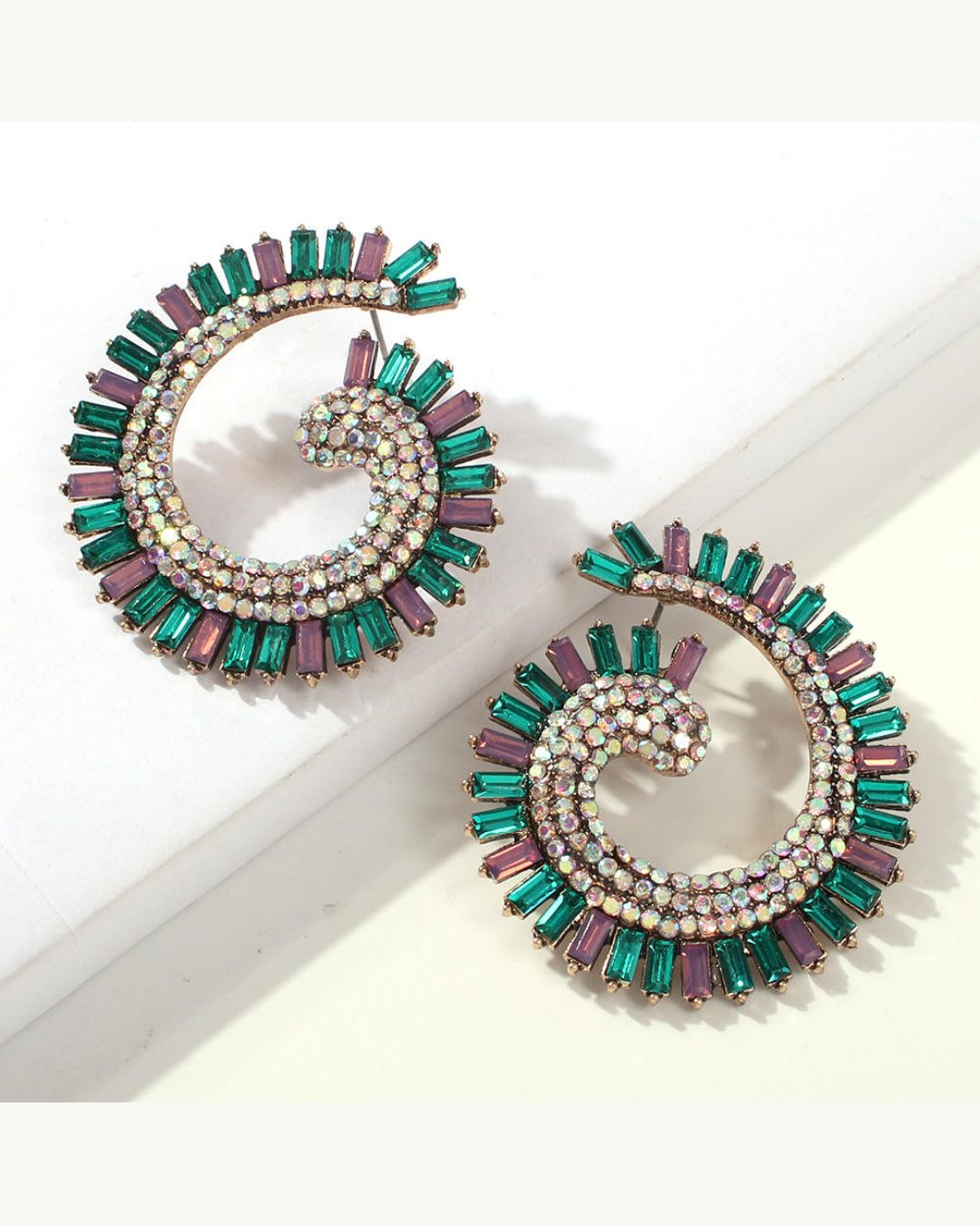 Emerald Sparkle Swirl Drop Earrings