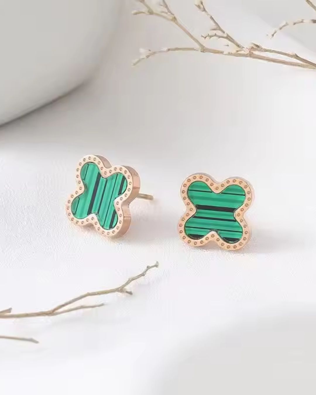 Clover Green Stud Earrings