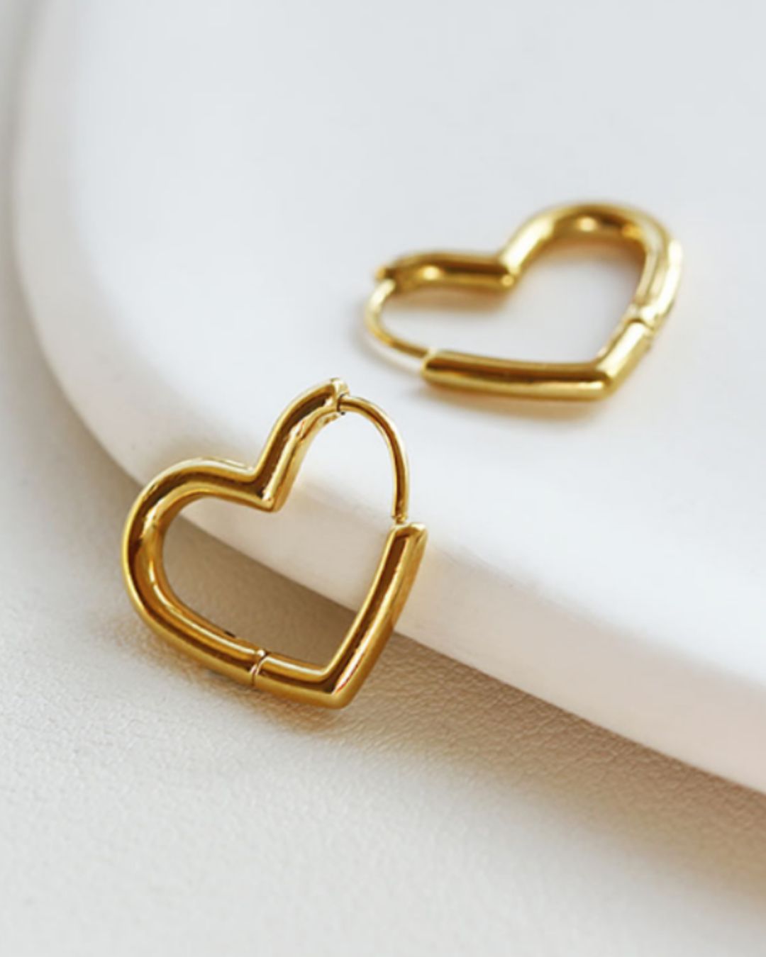 Golden Heart Hoop Earrings