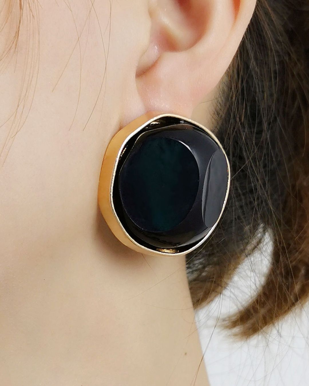 Statement Black Stud Earrings