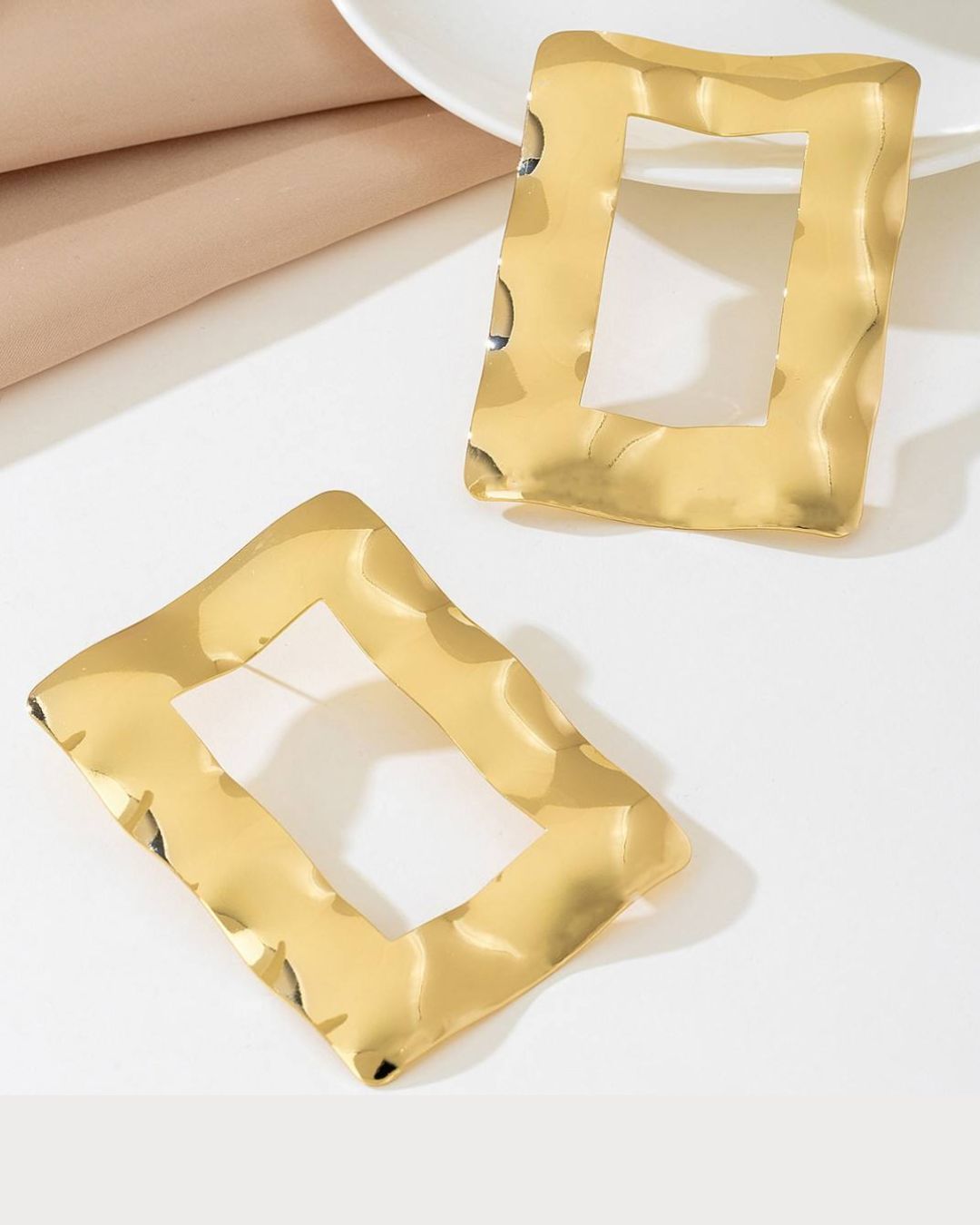 Golden Hollow square Drop Earrings