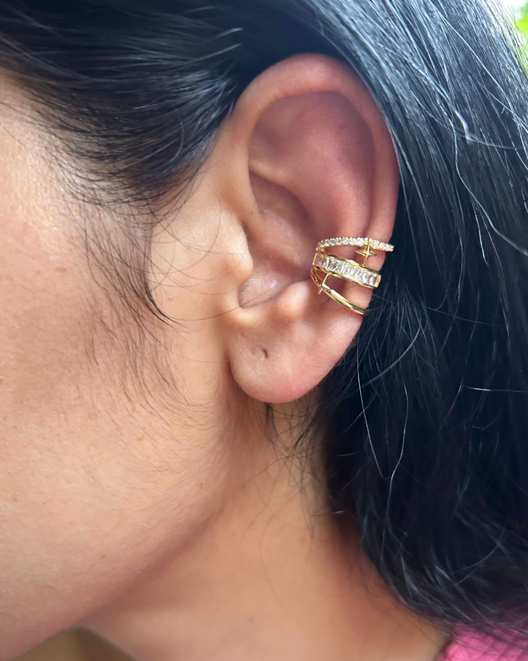 Triple Wrapped Star Golden Ear Cuff