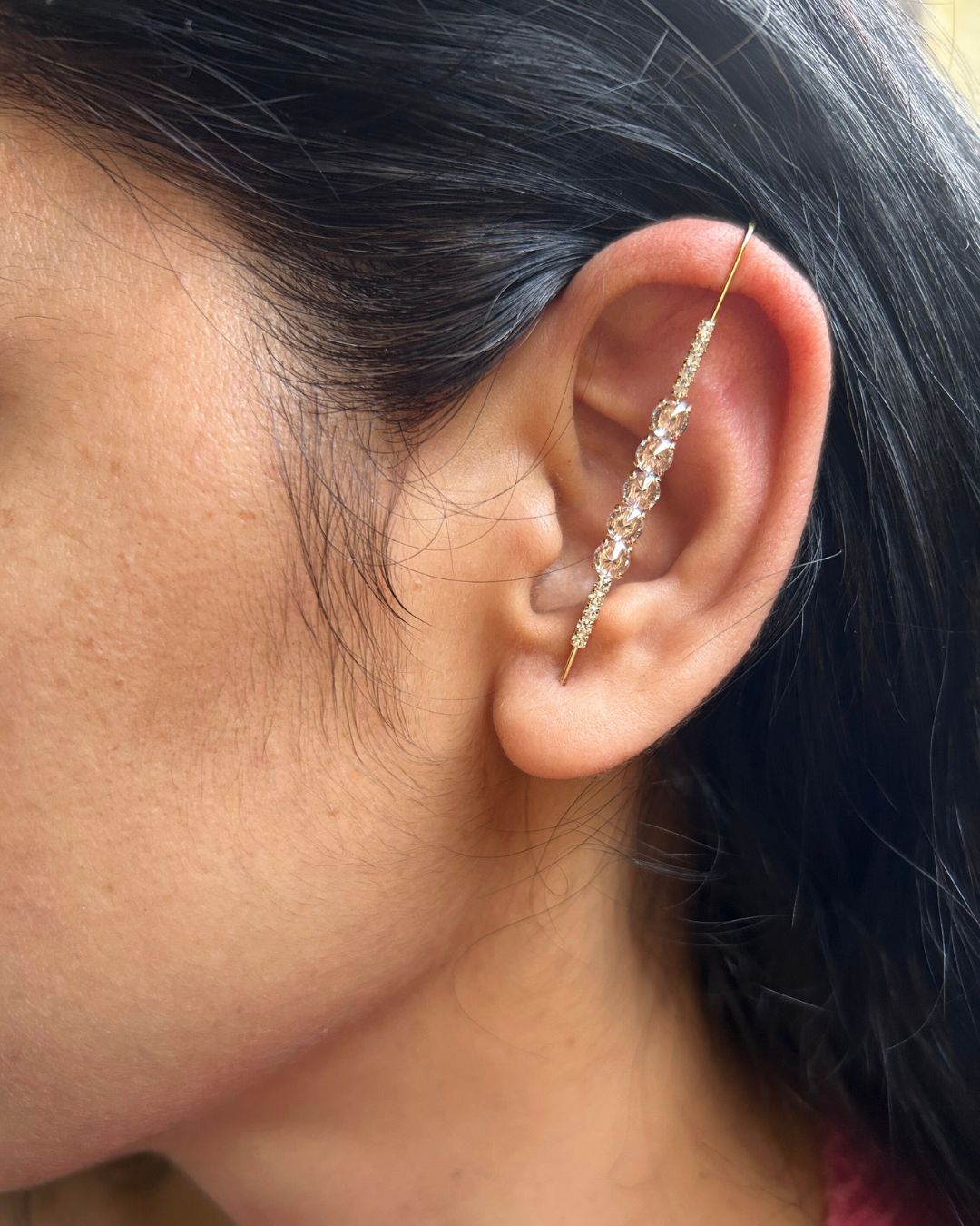 Golden Crystal Line Ear Cuff