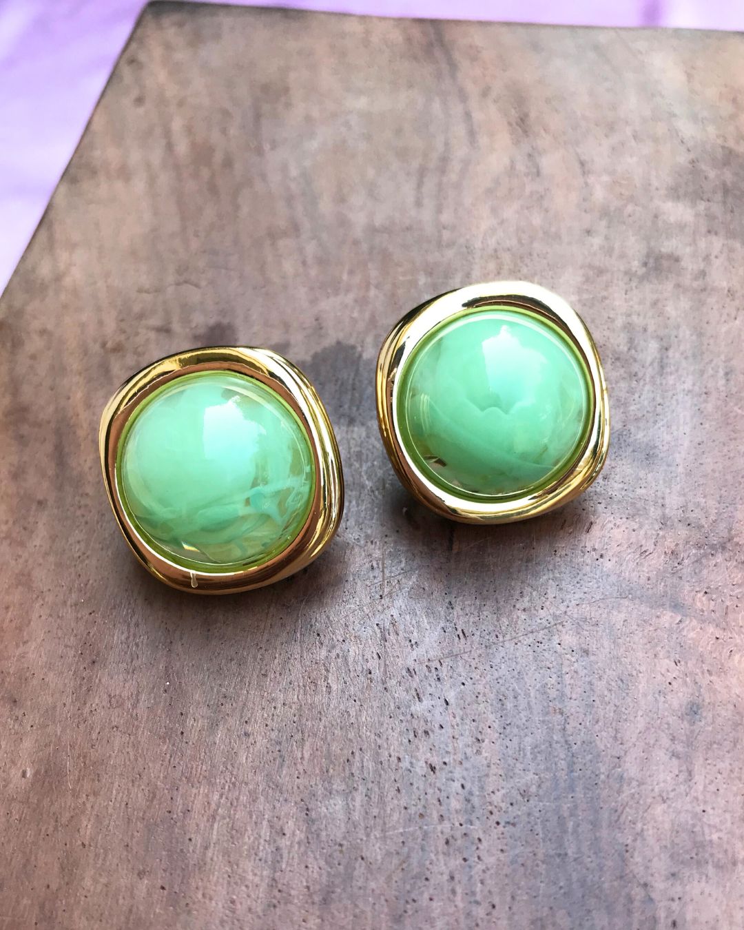 Lime Green Resin Stud Earrings
