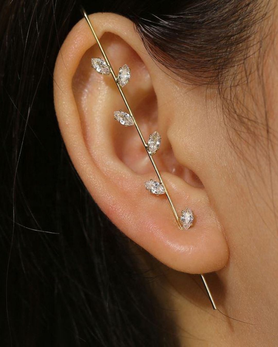 Golden Crystal Zig Zag Unisex Ear Cuff