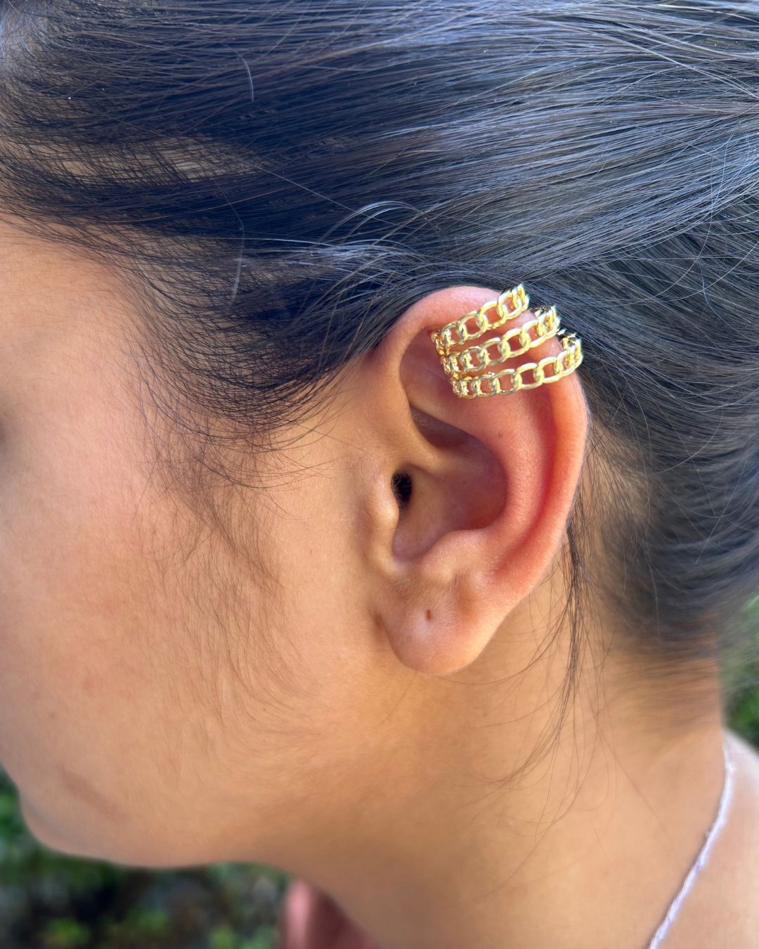 Triple Chain Golden Unisex Ear Cuff